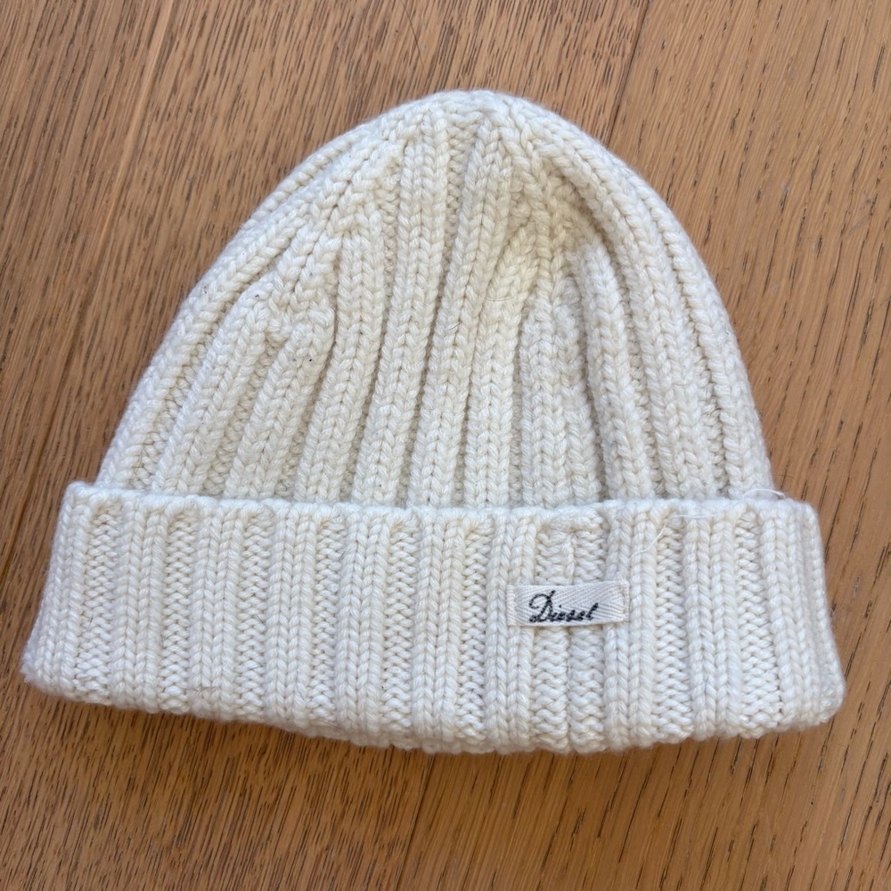 Diesel Off-White Knit Beanie